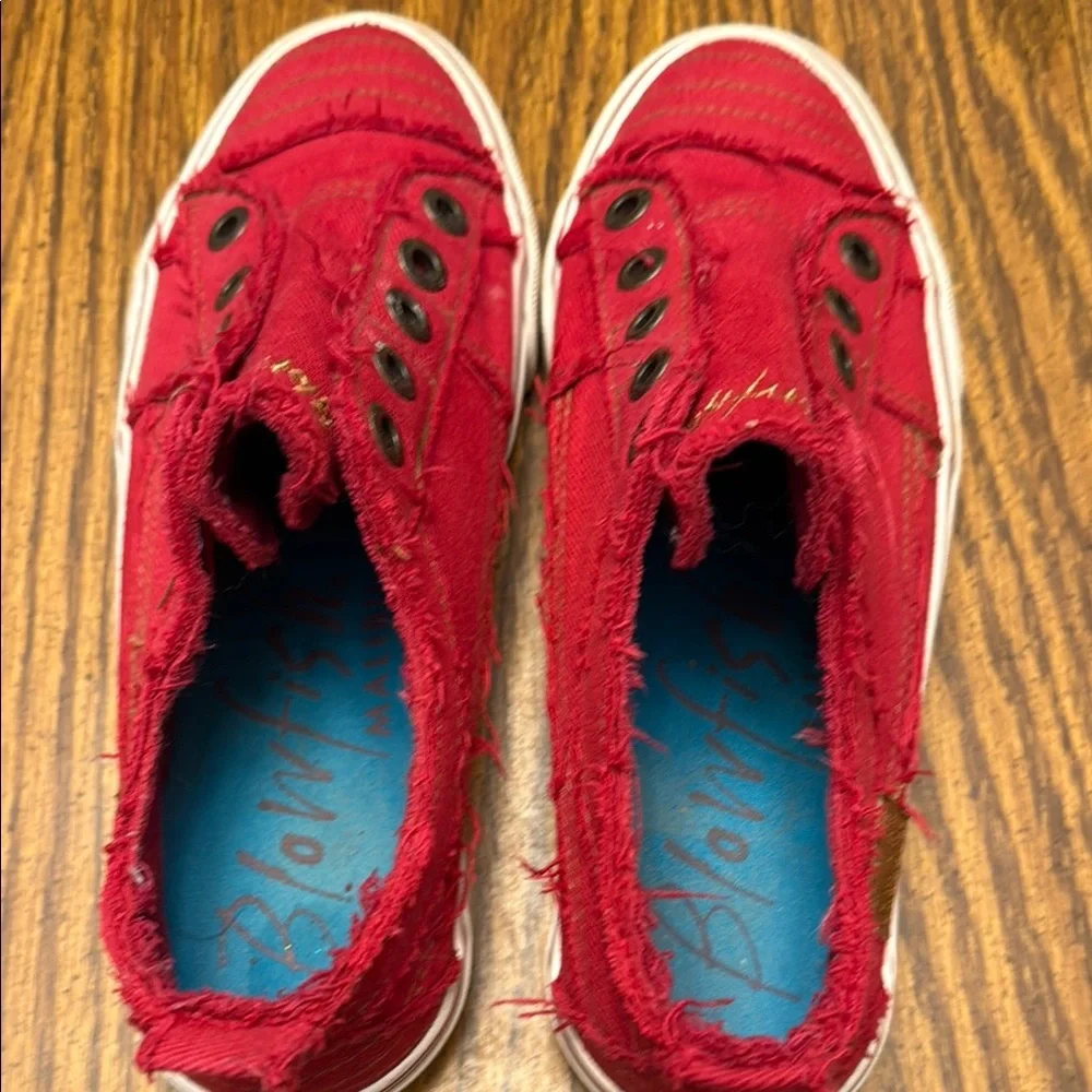 Blowfish Distressed Red Slip-On Canvas Sneakers